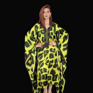 Neon animal print kaftan